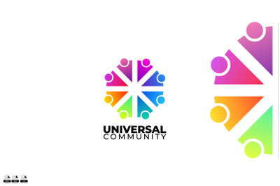 people group logo vector gradient color icon