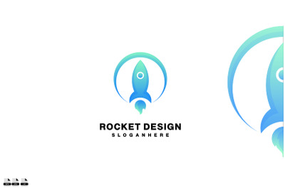 rocket design logo gradient color icon