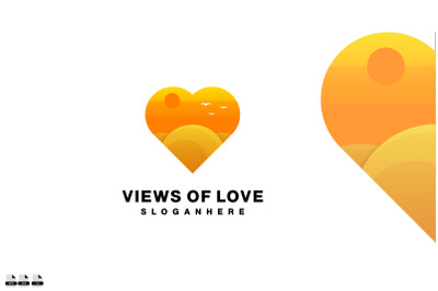 Gradient views of love vector design logo template