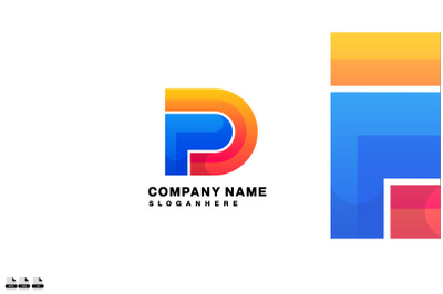 initial p symbol logo vector gradient colorful