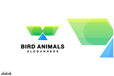 bird animals logo design gradient illustration