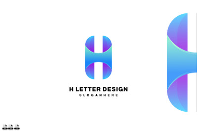 h letter design logo gradient colorful