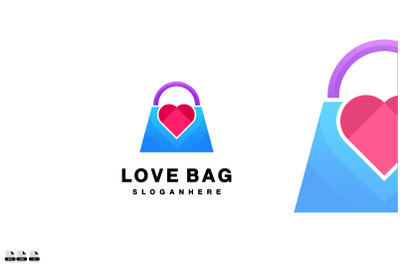 love bag logo design color illustration