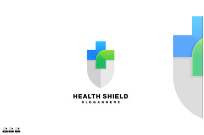 gradient health shield vector logo colorful