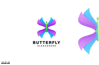 butterfly design logo gradient colorful