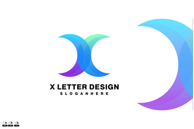 x letter design logo gradient colorful initial