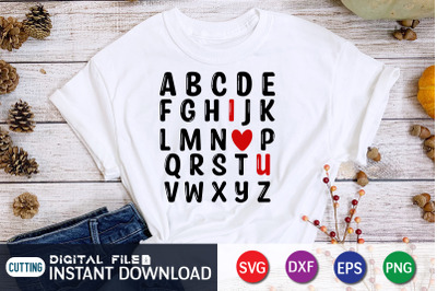 Alphabet I Love You T-Shirt SVG