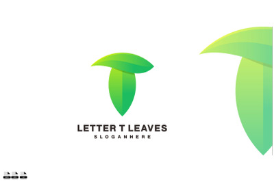 letter t leave icon design gradient color