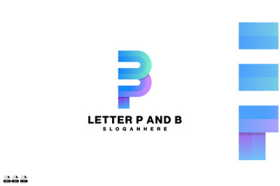 initial p and b logo icon design color