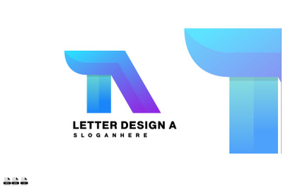 letter design a logo gradient color icon