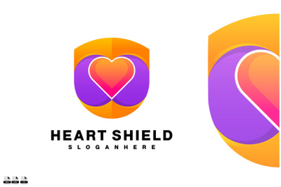 heart shield logo design icon colorful