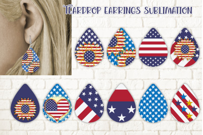 Teardrop earring sublimation | Patriotic earring