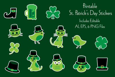 Saint Patrick&#039;s Day Cute Animal Stickers