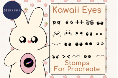Procreate Kawaii Eyes Stamps X 20