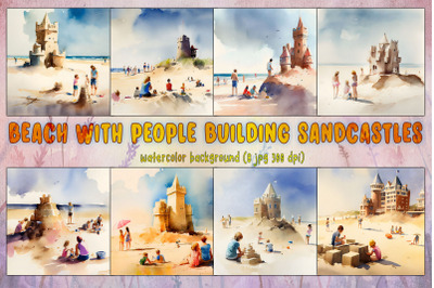 Beach With People Building Sandcastles