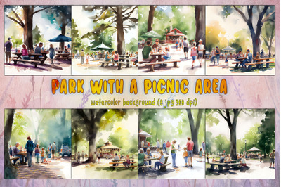 Park With Picnic Area Watercolor