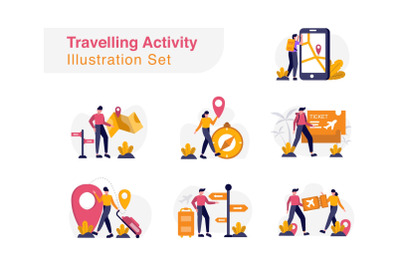 Traveling Activity Illustration Set