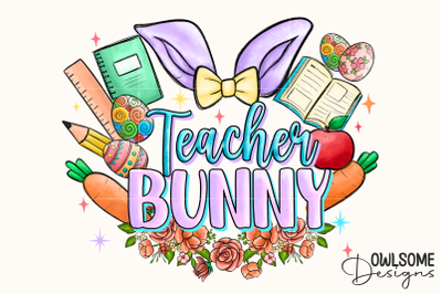 Teacher Bunny PNG Sublimation