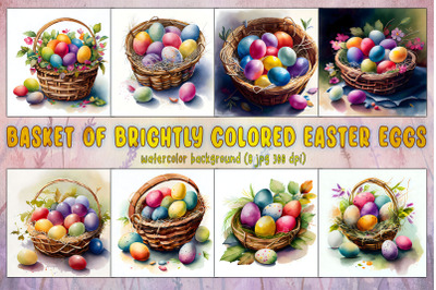 Basket Of Brightly Colored Easter Eggs