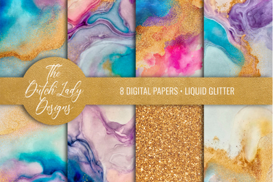 Liquid Glitter &amp; Marble Backgrounds