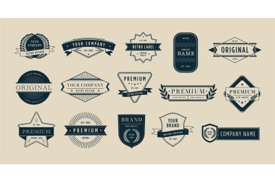 Premium badges. Retro brand name label, emblem design template and sea