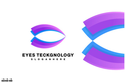 eyes technology logo symbol gradient colorful