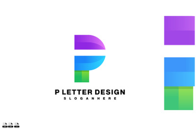 initial p logo gradient color illustration