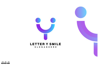 letter y smile logo design icon colorful