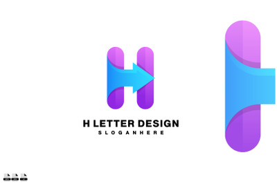 initial h symbol design gradient color vector