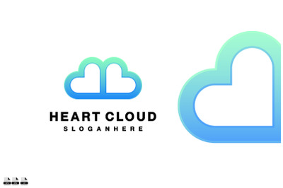 heart cloud design logo gradient colorful