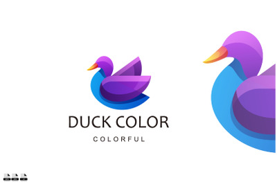 duck logo gradient color icon design illustration