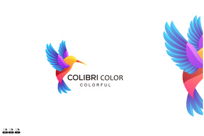 colibri bird logo gradient colorful vector