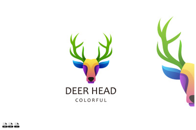 deer head design logo gradient color icon