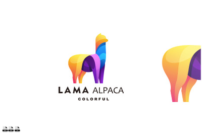 lama alpaca logo design gradient template