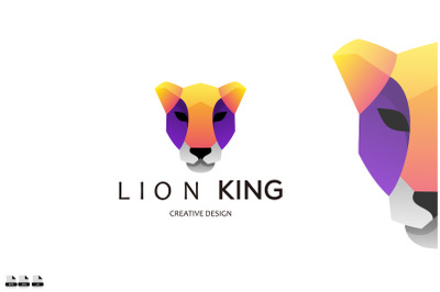 lion head logo design illustration color