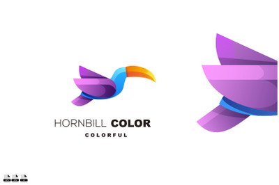 hornbill color icon symbol design template