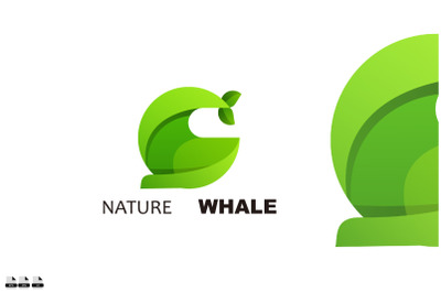 nature whale logo design color illustration