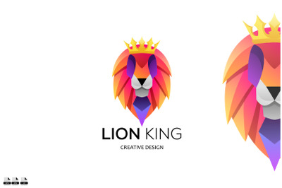 lion king head logo design vector color