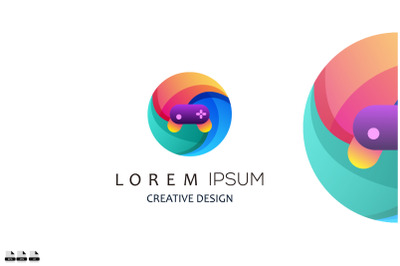 round game tech gradient logo colorful