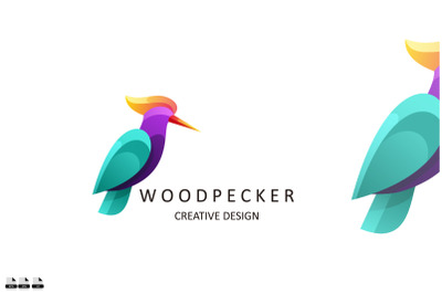 woodpecker gradient colorful logo vector