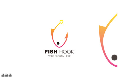 fish hook gradient colorful vector icon