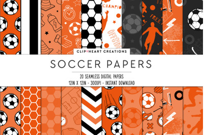 Orange Soccer Pattern Seamless Digital Papers