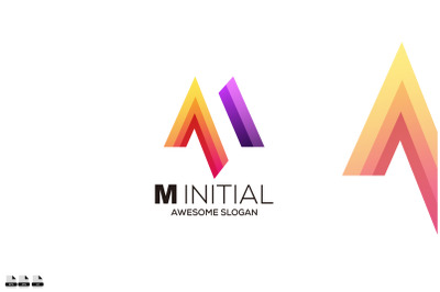 m initial gradient color icon vector