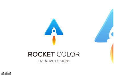 rocket color gradient design illustration