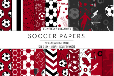 Red Soccer Pattern Seamless Digital Paper
