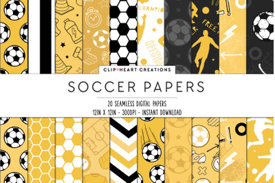 Yellow Soccer Pattern Seamless Digital Paper