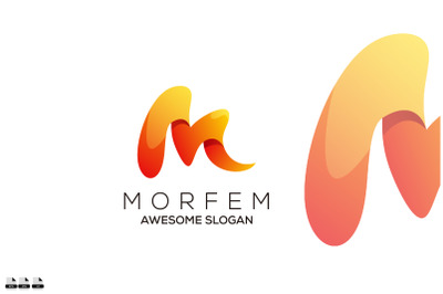 initial m logo design gradient color vector