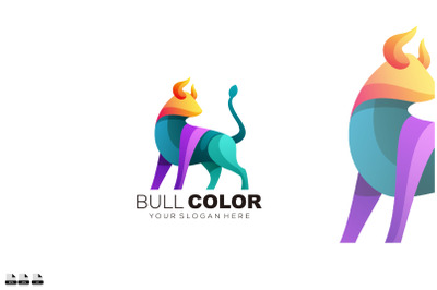 gradient bull color logo vector template