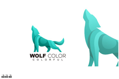 wolf logo gradient colorful template