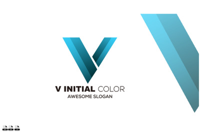 v initial gradient color symbol design